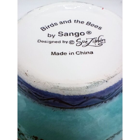 Ceramic Creamer w Lid Sue Zipkin Design Sango Birds & The Bees 3.5 Inch Vibrant - Picture 15 of 15